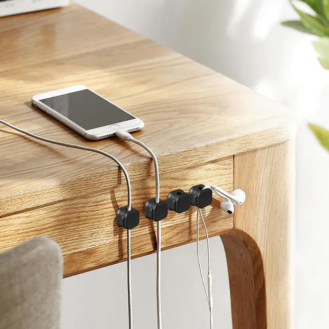 Alt view image 4 of 7 - 8 Pack Magnetic Cord Organizer, Easy Secure Adhesive Black Cable Management,Wire Holder Keeper Organizer Management,Hide or Organize Phone USB Charger Cable for Home,Office,Car,Desk,Nightstand.