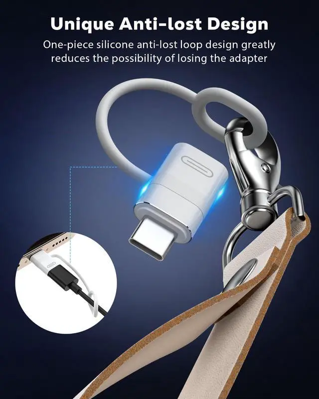 Alt view image 6 of 7 - 60W Lightning to USB C Adapter for iPhone 17 Air 16 15 Pro Max Plus, iPad Pro/Air, Galaxy S25 S24, 4 Pack USB-C to Lightning Adapter with PD Fast Charging, Not for Headphone/OTG, White