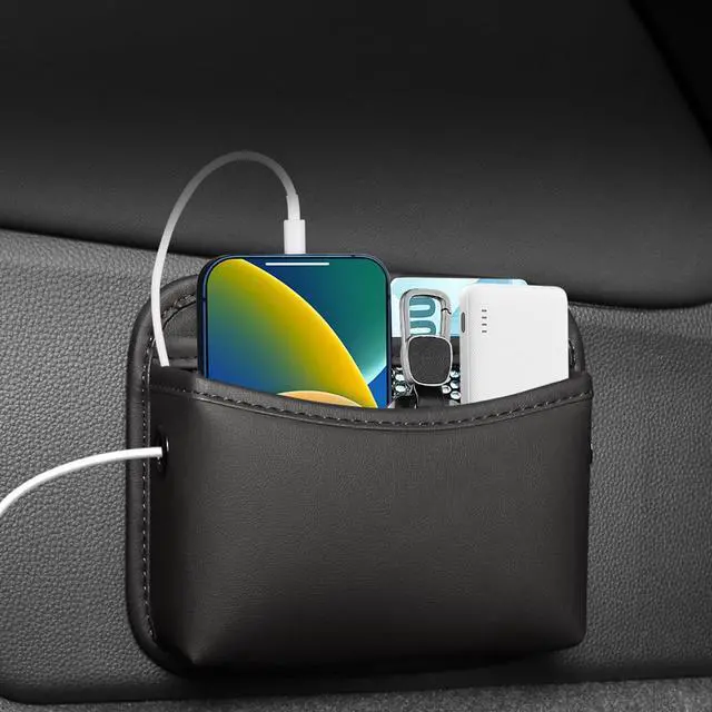 Main image of Universal Car Side Pocket Organizer for Car Seat, PU Leather Car Pocket Pouch, Door, Window, Console, Keys Cards Cell Phone Sunglasses Holder for Car, Multifunctional Car Organizer Accessories.