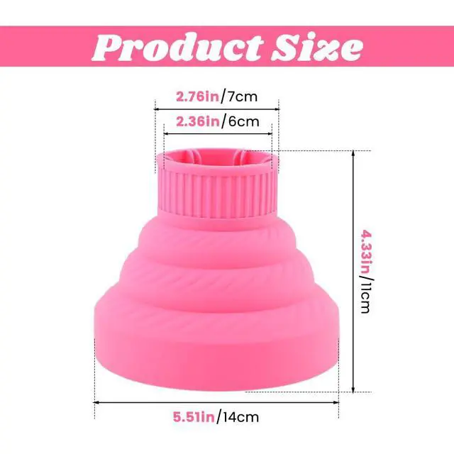 Alt view image 2 of 7 - Silicone Hair Dryer Diffuser Foldable Hair Dryer Diffuser Attachment Profession Blow Dryers Diffusers Diameter D 1.38-1.97inch(COLOR:Pink)