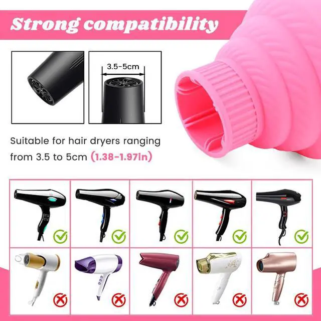 Alt view image 3 of 7 - Silicone Hair Dryer Diffuser Foldable Hair Dryer Diffuser Attachment Profession Blow Dryers Diffusers Diameter D 1.38-1.97inch(COLOR:Pink)