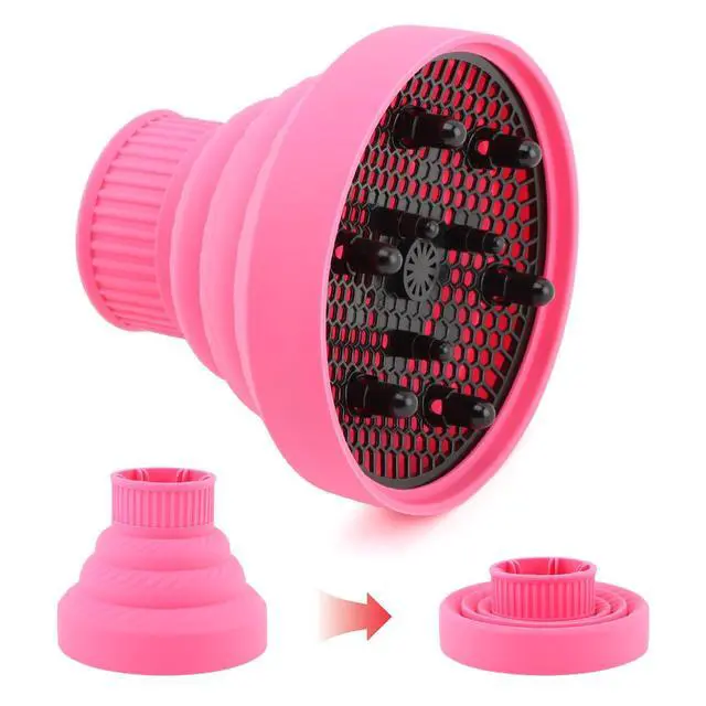 Alt view image 4 of 7 - Silicone Hair Dryer Diffuser Foldable Hair Dryer Diffuser Attachment Profession Blow Dryers Diffusers Diameter D 1.38-1.97inch(COLOR:Pink)