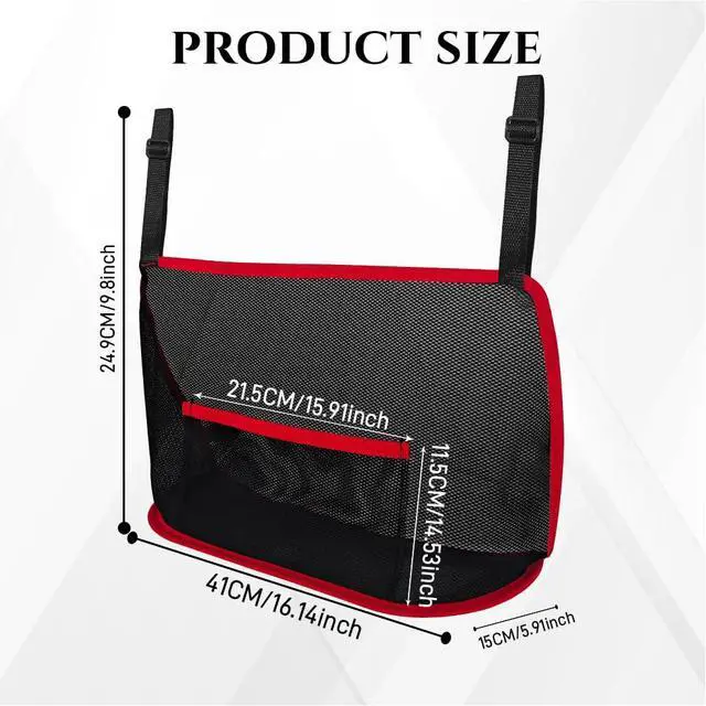 Alt view image 2 of 7 - Car Net Pocket Handbag Holder, Purse Holder for Car, Driver Storage Netting Pouch for Handbag Purse, Mesh Vehicle Storage Organizer Between Front Seats Universal for SUV Truck RV (Red)