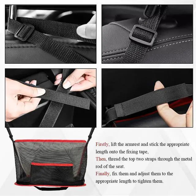 Alt view image 4 of 7 - Car Net Pocket Handbag Holder, Purse Holder for Car, Driver Storage Netting Pouch for Handbag Purse, Mesh Vehicle Storage Organizer Between Front Seats Universal for SUV Truck RV (Red)