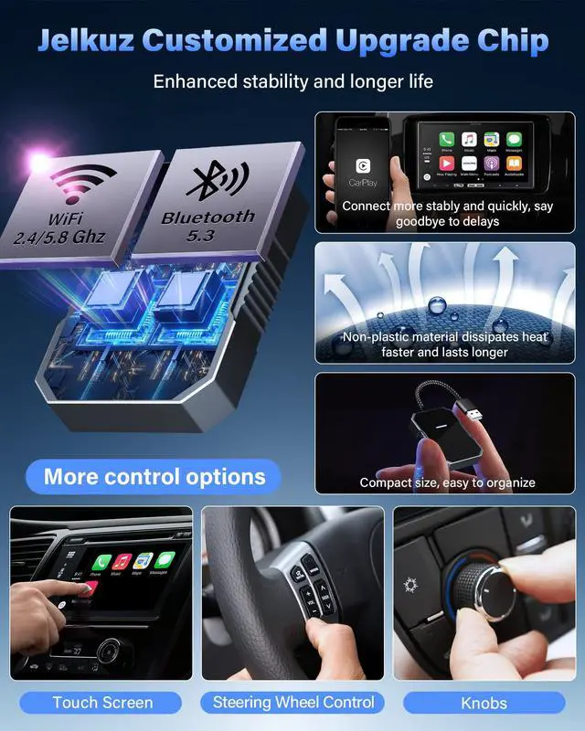 Alt view image 4 of 7 - Limited time 2026 Wireless Carplay Adapter for iPhone Apple carplay Wireless Adapter Converts Wired to Wire-Less C-arplay Dongle Only for iOS 10+ and Cars from 2015+