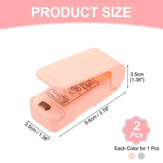 Alt view image 2 of 6 - 2Pcs Portable Mini Sealing Machine, Handheld Food Heat Vacuum Sealers Magnetic Mini Bag Sealer for Plastic Bags Snacks Storage, White/Pink(Battery Powered)