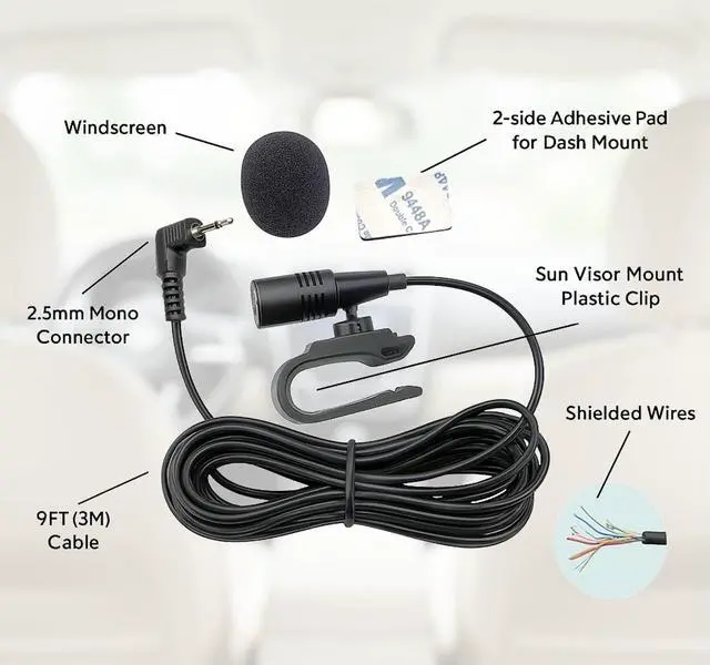 Alt view image 2 of 7 - 2.5mm Plug Microphone Compatible Replacement for Pioneer AVH, AVIC, FH, DEH, DMH, SPH, MVH, MXTX Series Head Unit Receiver External Mic for Clear Audio and Hands-Free Communication