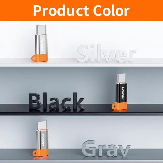Alt view image 2 of 7 - 8-Pin to USB C Adapter 4 Pack,27W PD Fast Charging 480Mbps Data Transfer,Type C Charger Connector Cable for Phone 15/16/17 Pro Max Pad Pro Ga-laxy,Not for Headphones/OTG/Flash Drive/Pencil Gray