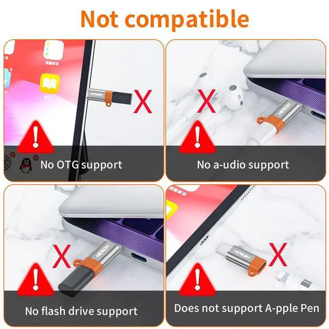 Alt view image 4 of 7 - 8-Pin to USB C Adapter 4 Pack,27W PD Fast Charging 480Mbps Data Transfer,Type C Charger Connector Cable for Phone 15/16/17 Pro Max Pad Pro Ga-laxy,Not for Headphones/OTG/Flash Drive/Pencil Gray