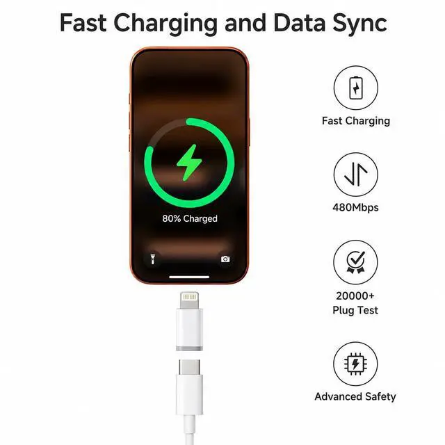 Alt view image 4 of 4 - USB C to Lightning Adapter 5 Pack, USB C Female to Lightning Male Adapter, 27W Fast Charging & Data Sync for iPhone 14 13 12 11 SE, iPad, AirPods, Compact Converter, Not for Audio/OTG