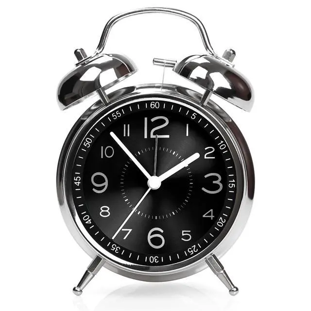 Alt view image 3 of 6 - Super Loud Alarm Clock for Heavy Sleepers Adults,Twin Bell Retro 4 Inch Silent Non-Ticking Quartz with Backlight, Metal dial, Alarm Clocks for Bedrooms Bedside (Black)