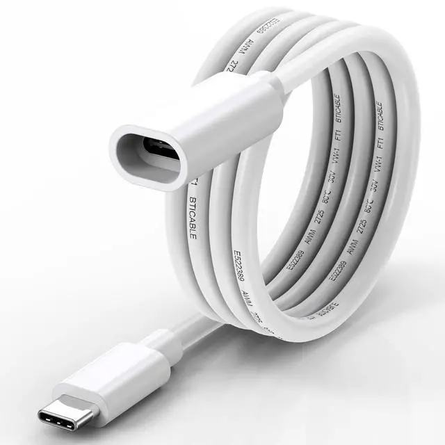 Main image of USB C Extension Cable 6.6FT for Power Charging, White Waterproof USBC Male to Female Extender Cord 45W Charging Compatible with Ring USBC Solar Panel,Security Camera,Mag-Safe Charger,Phone