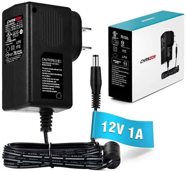 Main image of 12V 1A 12W Power Supply AC DC Switching Adapter, 12 Volt 1 Amp AC/DC Wall Wart Converter Transformer, 100-240v 50 60HZ Input with 12vdc 1000ma Output