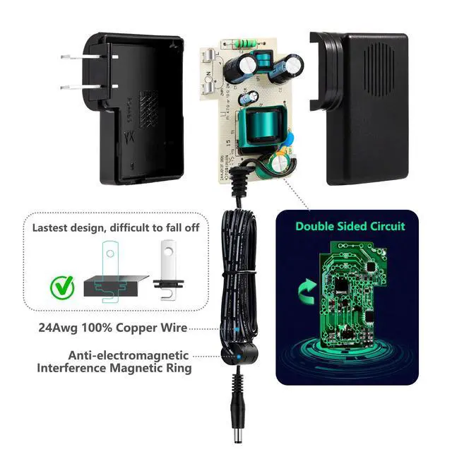 Alt view image 6 of 6 - 12V 1A 12W Power Supply AC DC Switching Adapter, 12 Volt 1 Amp AC/DC Wall Wart Converter Transformer, 100-240v 50 60HZ Input with 12vdc 1000ma Output