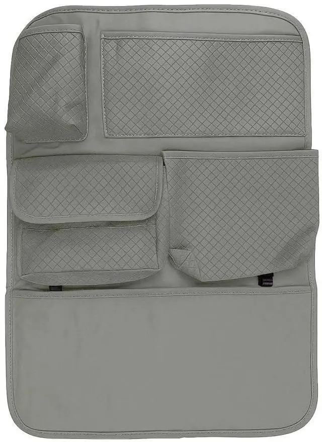 Main image of Car Backseat Organizer, Leather Auto Seat Back Kick Mats Protector, Multi-Pocket Car Rear Seat Hanging Storage Bag with Tissue Holder, Travel Accessories for Most Cars SUV Truck(Gray)