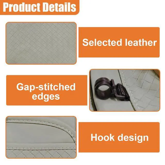 Alt view image 3 of 6 - Car Backseat Organizer, Leather Auto Seat Back Kick Mats Protector, Multi-Pocket Car Rear Seat Hanging Storage Bag with Tissue Holder, Travel Accessories for Most Cars SUV Truck(Gray)