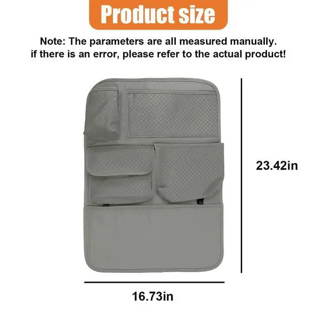 Alt view image 2 of 6 - Car Backseat Organizer, Leather Auto Seat Back Kick Mats Protector, Multi-Pocket Car Rear Seat Hanging Storage Bag with Tissue Holder, Travel Accessories for Most Cars SUV Truck(Gray)