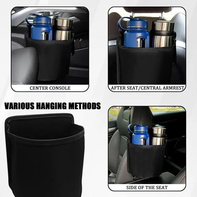 Alt view image 4 of 6 - Car Cup Holder Expander for Car Seat Side, Multifunctional Hanging Storage Bag for Water Bottle Cup and Drink at Back Seat, Large Waterproof Oxford Cloth Hanging Cup Holder Organizer Tray