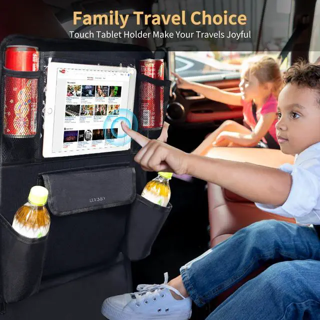 Alt view image 5 of 7 - Car Backseat Organizer with Touch Screen Tablet Holder, Black