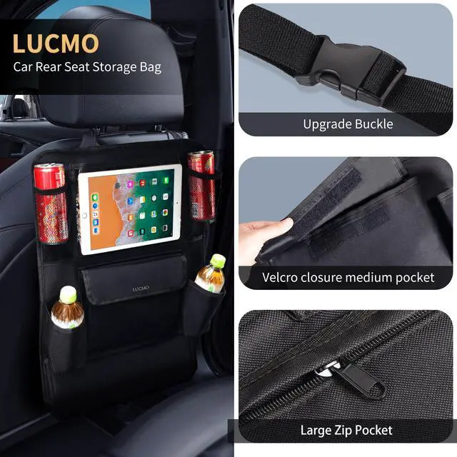 Alt view image 2 of 7 - Car Backseat Organizer with Touch Screen Tablet Holder, Black