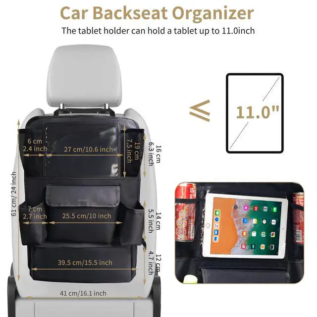 Alt view image 7 of 7 - Car Backseat Organizer with Touch Screen Tablet Holder, Black