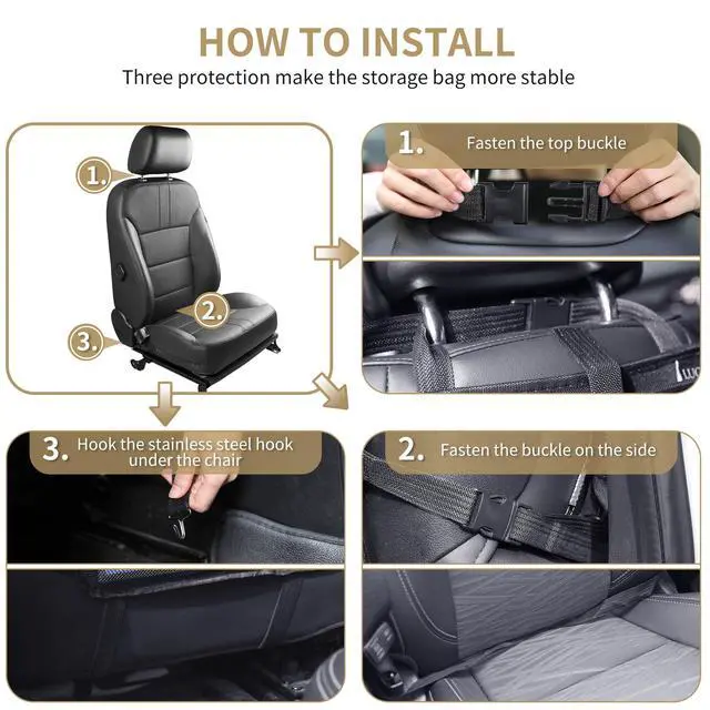 Alt view image 6 of 7 - Car Backseat Organizer with Touch Screen Tablet Holder, Black