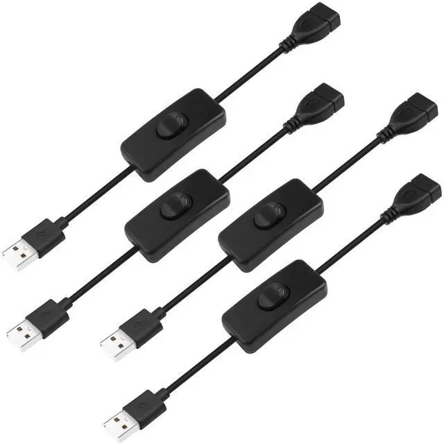 Main image of USB Extension Cable 4 Pcs 5V Male to Female Extender with Switch Suitable for 5V USB Fan, LED Strip, Desk Lamp, Driving Recorder LED Strip