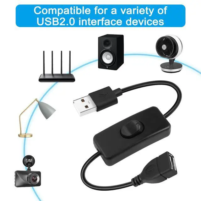 Alt view image 4 of 6 - USB Extension Cable 4 Pcs 5V Male to Female Extender with Switch Suitable for 5V USB Fan, LED Strip, Desk Lamp, Driving Recorder LED Strip