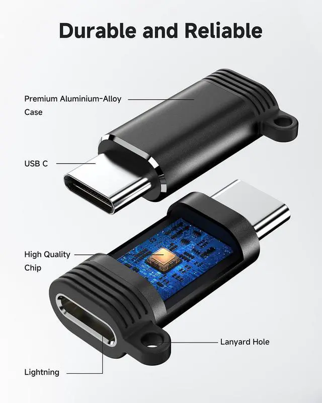 Alt view image 5 of 7 - Lightning to USB C Adapter 4 Pack, Fast Charging & Data Sync for iPhone 15/16/17 Pro/Pro Max, Charger Adapter Accessory (Not for Audio/OTG)-Black