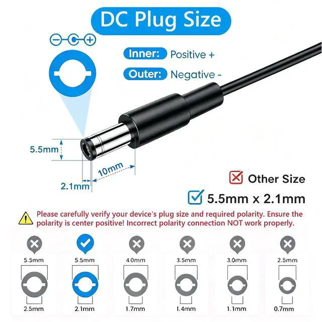 Alt view image 5 of 6 - 12V 5A Power Supply, AC 120V to DC12V 5.5x2.1mm Jack Converter, 12 Volt LED Driver 60W Adapter Transformer for Strip Lights, Surveillance Cameras, External HDD, Monitor, CCTV (Pack of 1)