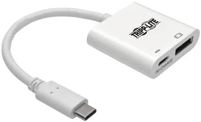 Main image of USB-C to DisplayPort Adapter Cable, USB C to DP Converter Cable with Equalizer, 8K UHD, HDR, PD Charging 60W, 6in, White (U444-06N-DP8WC)