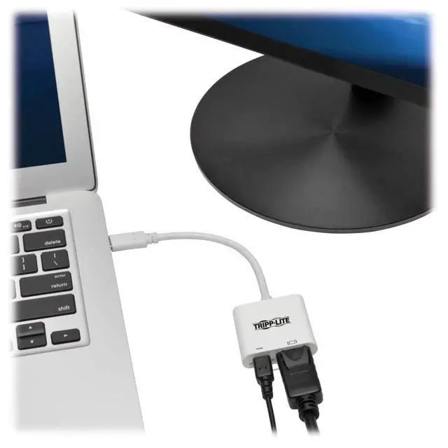 Alt view image 2 of 7 - USB-C to DisplayPort Adapter Cable, USB C to DP Converter Cable with Equalizer, 8K UHD, HDR, PD Charging 60W, 6in, White (U444-06N-DP8WC)