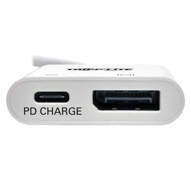 Alt view image 3 of 7 - USB-C to DisplayPort Adapter Cable, USB C to DP Converter Cable with Equalizer, 8K UHD, HDR, PD Charging 60W, 6in, White (U444-06N-DP8WC)
