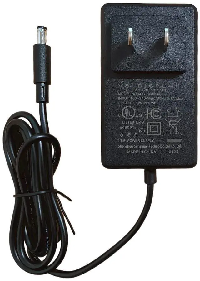 Main image of Power Adapter, AC 100-240V Input to 12V DC 2A Output, Power Supply, US Plug, with Plug 5.5x2.1 mm / 3.5x1.35 mm Fit SC24W-1202000U j-ap024u-120200ba-a, Fit Controller Board
