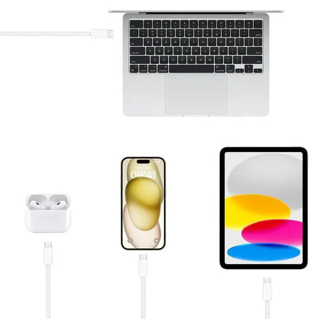 Alt view image 7 of 7 - 2pack 6FT Long USB C to USB C Cable Compatible for iPhone 17/16/15, 17 16 15 Pro Max, Plus, 16E, 17Air Carplay Charger Cord, AirPods 4, AirPods Pro (2nd/3rd Gen) Woven Car Charging Charger Cord
