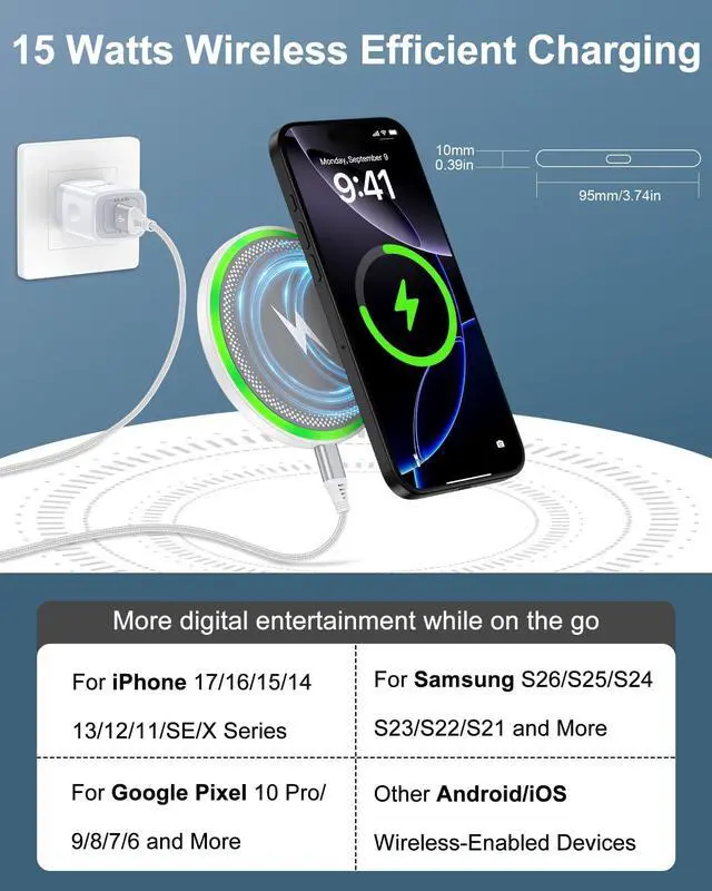 Alt view image 5 of 7 - 15W Wireless Charger for Samsung Galaxy S26 Ultra/S25 Ultra/S24 Ultra