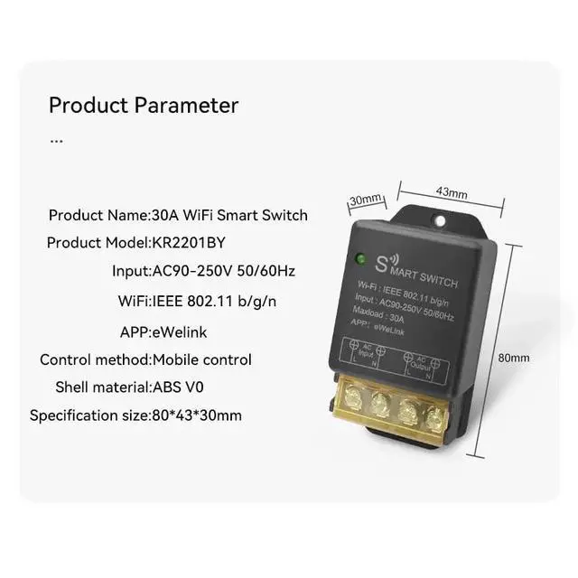 Alt view image 4 of 7 - Ewelink 30A Hight Power WiFi Smart Switch 110V/120V/240V, APP Remote with Timer, Wireless DIY Mode for Home Automation, Compatible with Alexa & Google Home