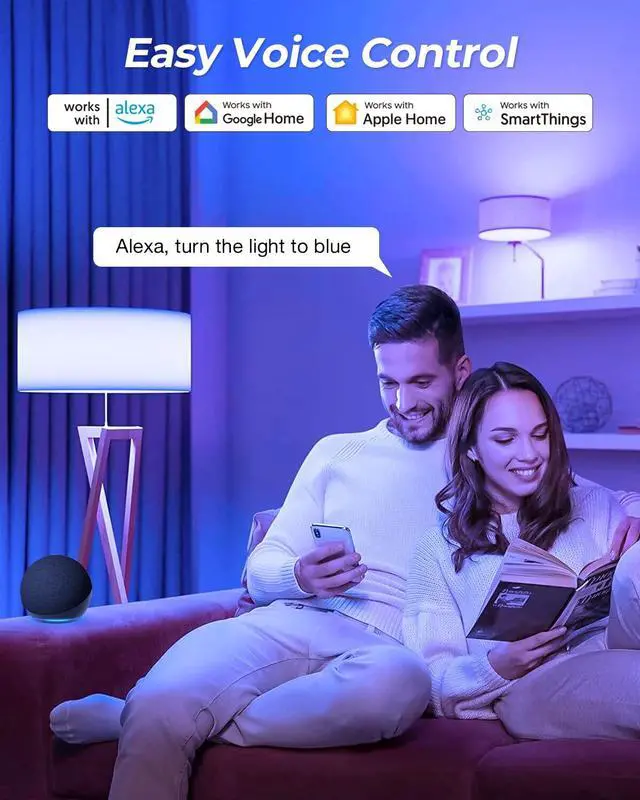 Alt view image 3 of 7 - Matter E12 Candelabra Smart Bulb - No Dedicated App Needed, Compatible with Apple Home, Alexa & Google. RGBCW Color & Tunable White for Bedroom Lamps, Living Room & Home Office Lighting(2 Pack)