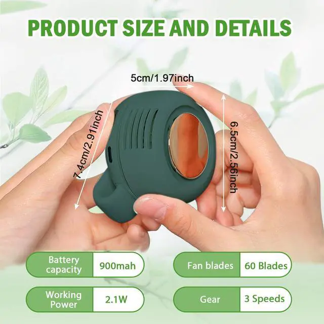 Alt view image 2 of 7 - Portable Silent Mini Bladeless Fan Clip on, Portable Silent Mini Bladeless Electric Fan, For Outdoor & Travel & Office, Travel Accessories, Gift, Adjustable 3-Speed (Type-c, Green)