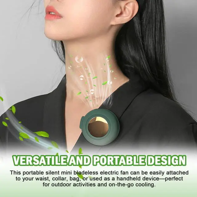 Alt view image 6 of 7 - Portable Silent Mini Bladeless Fan Clip on, Portable Silent Mini Bladeless Electric Fan, For Outdoor & Travel & Office, Travel Accessories, Gift, Adjustable 3-Speed (Type-c, Green)