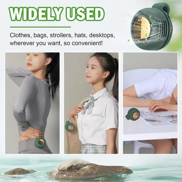 Alt view image 7 of 7 - Portable Silent Mini Bladeless Fan Clip on, Portable Silent Mini Bladeless Electric Fan, For Outdoor & Travel & Office, Travel Accessories, Gift, Adjustable 3-Speed (Type-c, Green)