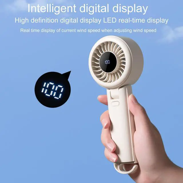Alt view image 6 of 7 - Portable Fan-3 in 1 USB Rechargeable Handheld Mini Fan, Multifunctional Small Fans with 100 Speed Settings with Portable Carabiner and Neck Rope for Travel,Mountaineering,Beach and Personal Use