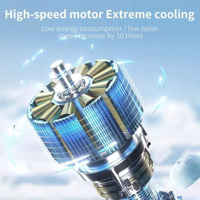 Alt view image 3 of 6 - Portable Fan Handheld Mini Turbo Fan Battery Operated Up to 10 Working Hours High Speed Powerful Ice Cooling 5 Speed Adjustable Rechargeable Personal Fans for Beach Camping Travel Working White