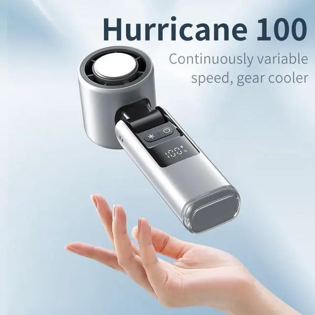 Alt view image 6 of 6 - Portable Fan Handheld Mini Turbo Fan Battery Operated Up to 10 Working Hours High Speed Powerful Ice Cooling 5 Speed Adjustable Rechargeable Personal Fans for Beach Camping Travel Working White