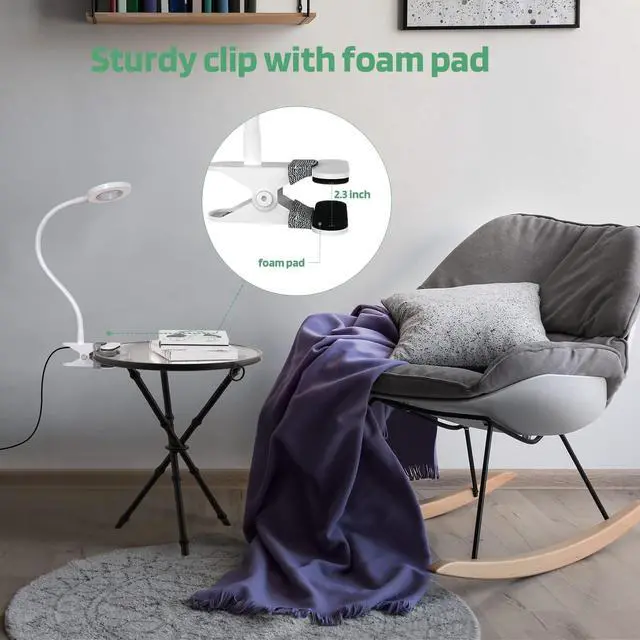 Alt view image 4 of 6 - LED Clip on Light, 36 LED Eye-Caring Reading Lamp for Dorm Room, 360° Flexible Gooseneck with 4 Color Modes, Dimmable Book Light for Bed, Desk, Headboard, Computer (White)