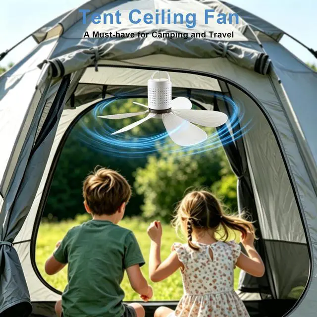 Alt view image 4 of 6 - Portable USB Powered Ceiling Fan Small 5V DC Ceiling Fan, Quiet Hanging Canopy Fan for Cruising Camping Bed Dormitory RV Tent Camping Gazebo Home Room
