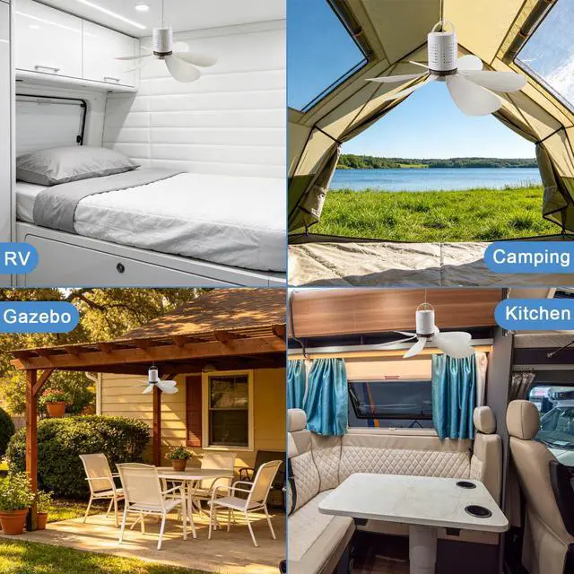 Alt view image 6 of 6 - Portable USB Powered Ceiling Fan Small 5V DC Ceiling Fan, Quiet Hanging Canopy Fan for Cruising Camping Bed Dormitory RV Tent Camping Gazebo Home Room