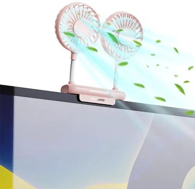 Main image of Desktop Fan with 2 Rotatable Heads, 3 Speeds, Sturdy Clamp, USB Powered Cooling Fan for Office Desk & Laptop