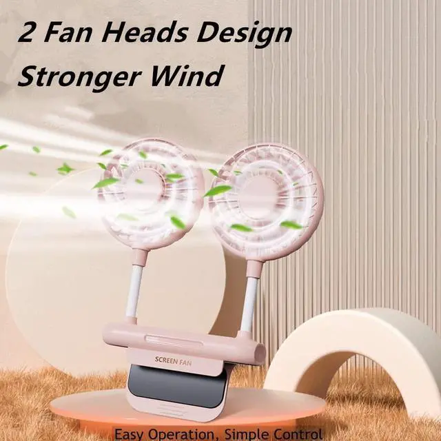 Alt view image 5 of 7 - Desktop Fan with 2 Rotatable Heads, 3 Speeds, Sturdy Clamp, USB Powered Cooling Fan for Office Desk & Laptop