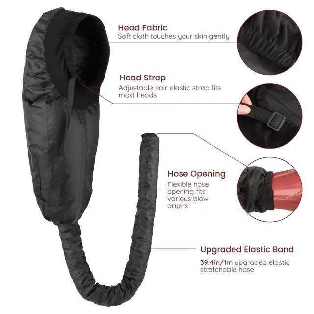 Alt view image 3 of 7 - Bonnet Hooded Hair Dryer Attachment, Segbeauty Extra Large Adjustable Deep Conditioning Cap, Upgraded Drying Heat Cap with Elastic Strap for Natural Curly Textured Hair Care, Fast Drying, Styling